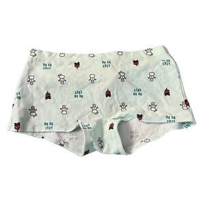 Victoria's Secret PINK Pale Green Snowman Campfire Low Rise BoyShorts Medium